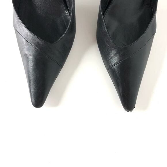 Chanel Retro Vintage CC Logo Camellia Slingback Ankle Strap Pointed Toe Pumps 40 - Picture 5 of 12